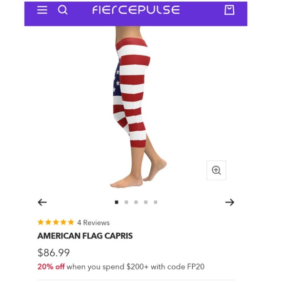 3357 Fierce Pulse American Flag Legging Capris
 Large - Picture 5 of 5